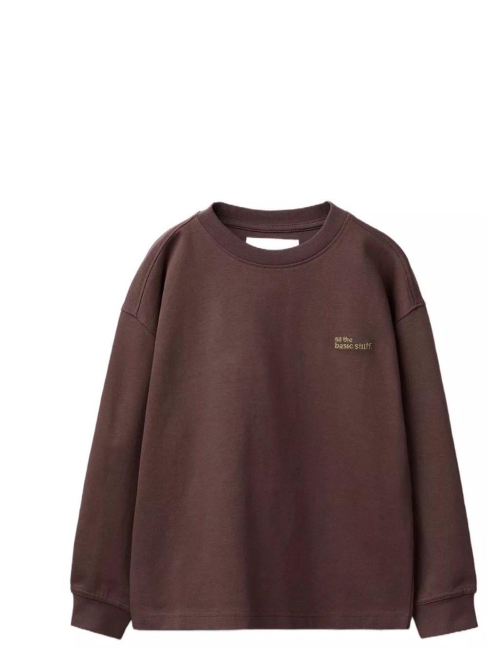 Zara Boys Heavyweight Embroidered Brown Crewneck t shirt- worn once